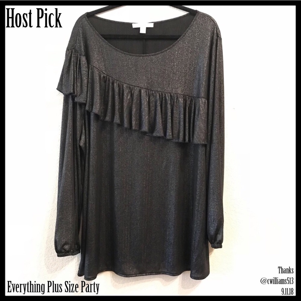 Sejour Ruffle Blouse Metallic Black/Grey Nordstrom